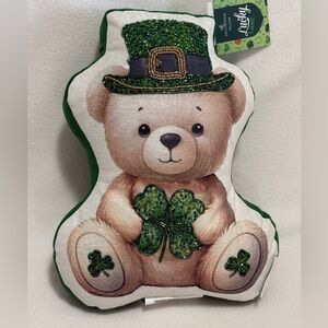 Lucky Lane Decorator Pillow - Lucky Leprechaun Teddy Bear Pillow - NWT